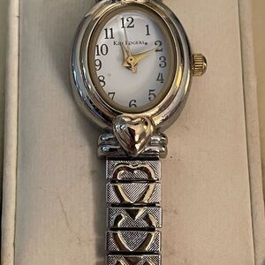 Kim Rogers Vintage Two-Toned Heart Pattern Women’s Watch w/ Elastic Band